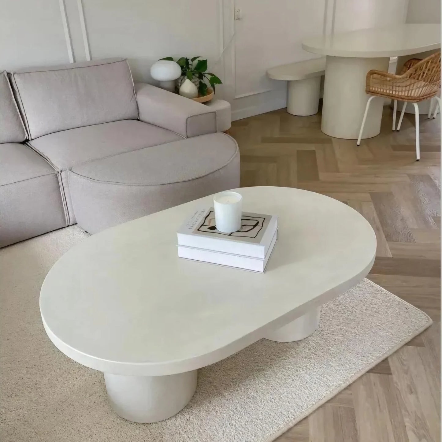 Salontafel - Betonlook - Zuiverwit - 60 x 110